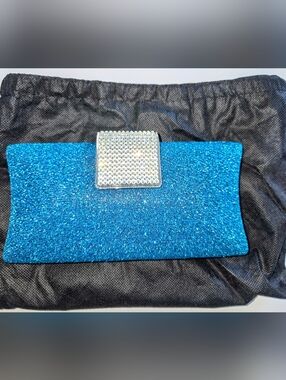 NWT Blue Sparkle Evening Clutch with Rhinestone Accent